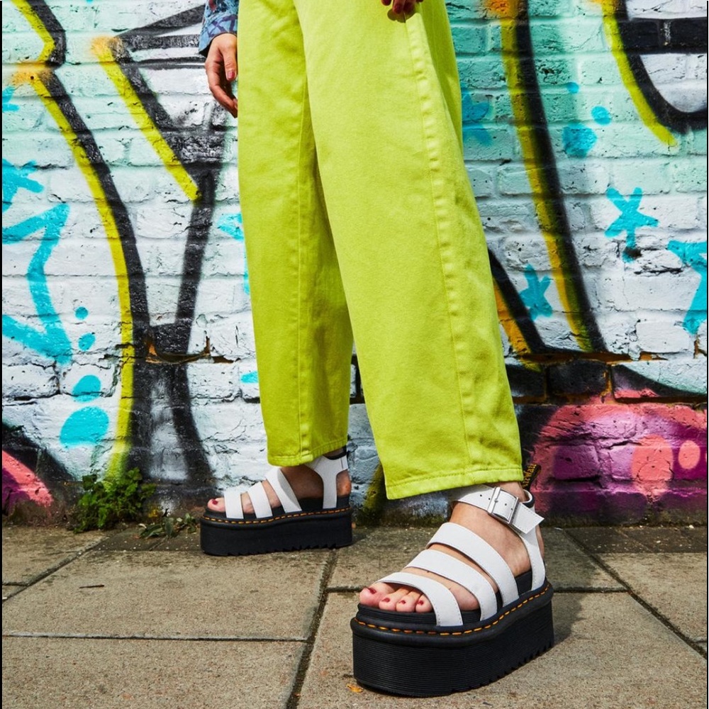 Dr. Martens BLAIRE HYDRO LEATHER STRAP SANDALS in WHITE
